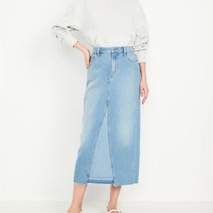Mid-Rise Jean Maxi Skirt